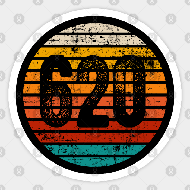 Distressed Vintage Sunset 620 Area Code 620 Area Code Sticker